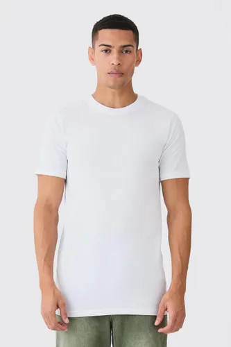 Men's Basic Longline Crew Neck T-Shirt - White - Xs, White