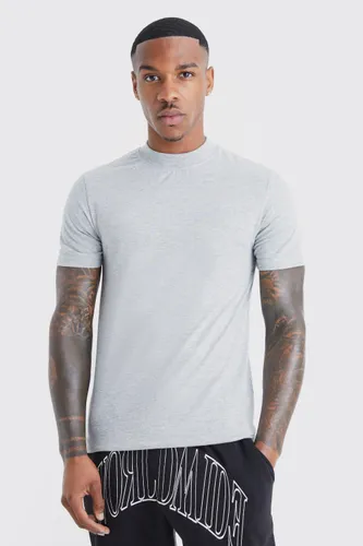 Men's Basic Muscle Fit Extended Neck T-Shirt - Grey - S, Grey