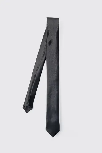 Men's Basic Satin Tie In Black - One Size, Black