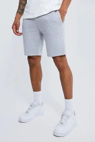 Men's Basic Slim Fit Mid Length Jersey Short - Grey - S, Grey