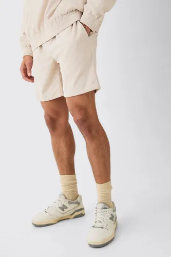 Mens Beige Corduroy Elasticated Waist Shorts, Beige