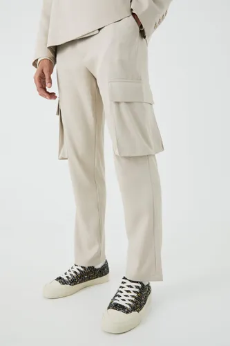 Mens Beige Mix & Match Tailored Cargo Trousers, Beige