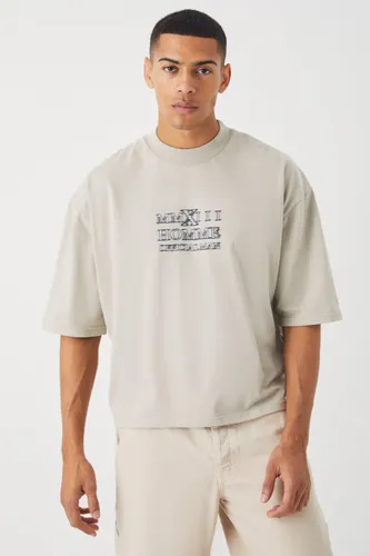 Mens Beige Oversized Boxy Heavyweight Half Sleeve T-shirt, Beige