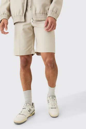 Mens Beige Relaxed Fit Tailored Shorts, Beige