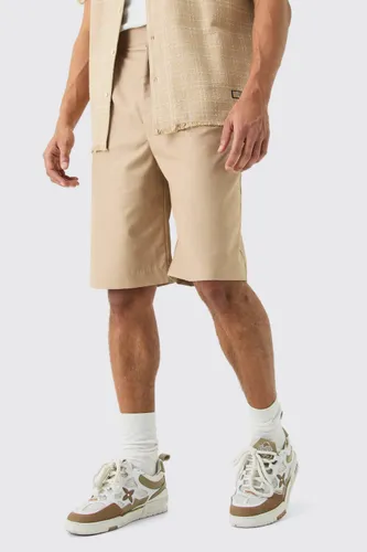 Mens Beige Tailored Pleated Front Jorts, Beige