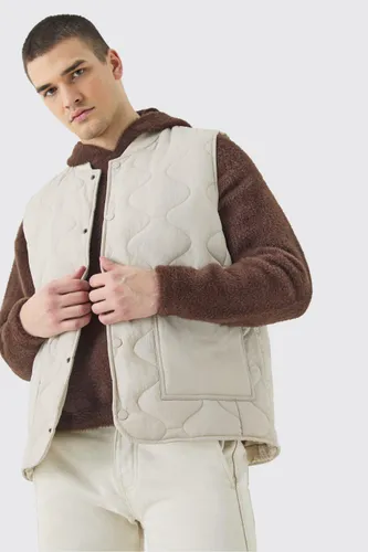 Mens Beige Tall Onion Quilted Gilet, Beige