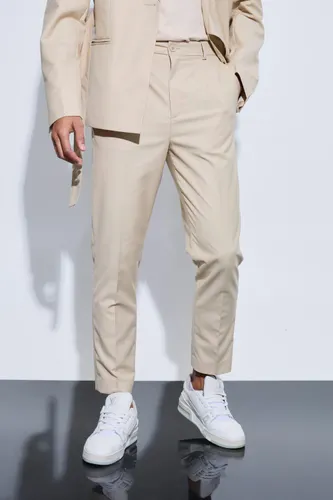 Mens Beige Tapered Fit Suit Trousers, Beige