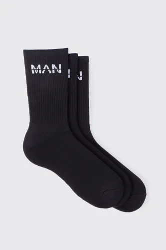 Mens Black 3 Pack Man Sport Socks, Black