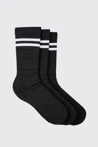 Mens Black 3 Pack Sport Stripe Socks, Black