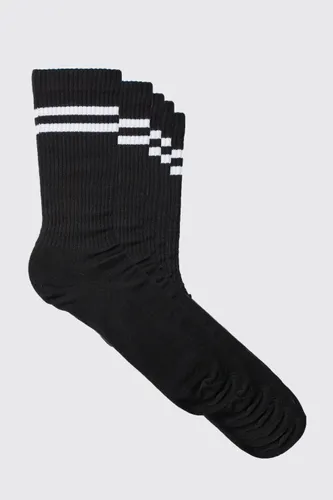 Mens Black 5 Pack Sport Stripe Socks, Black