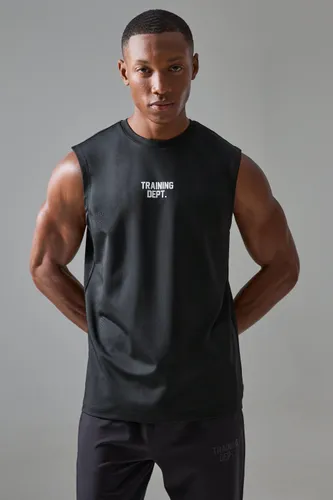 Mens Black Active Training Dept Perforated Performance vest, Black
