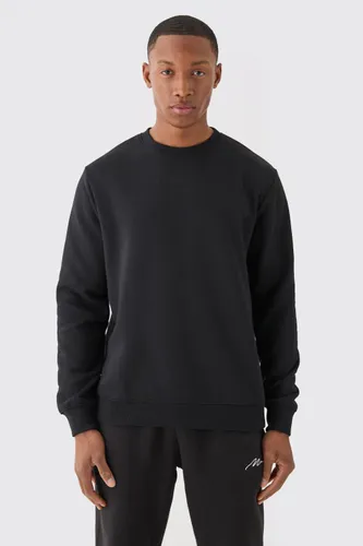 Mens Black Basic Crew Neck Sweatshirt, Black