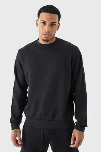 Mens Black Basic Crew Neck Sweatshirt, Black