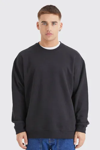 Mens Black Basic Oversized Crew Neck Sweatshirt, Black