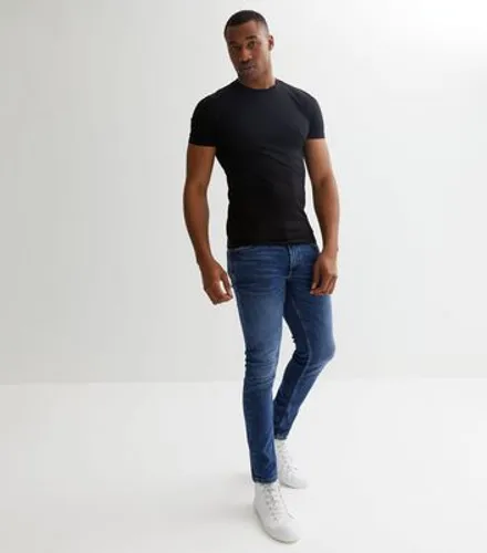 Men's Black Crew Neck Muscle Fit T-Shirt New Look