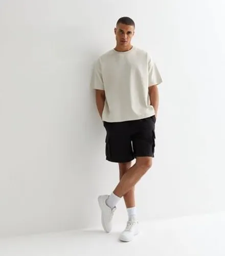 Men's Black Drawstring Tech Cargo Shorts New Look