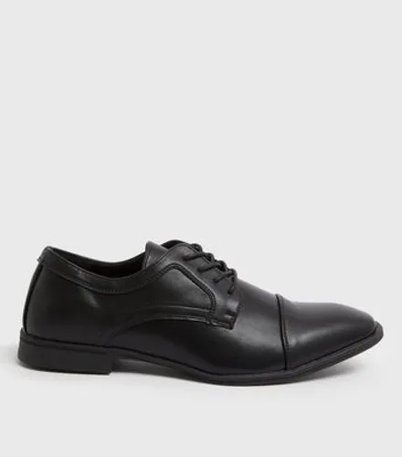 Men's Black Leather-Look Oxford Shoes New Look Vegan