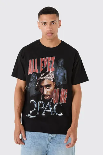 Mens Black Loose Fit Tupac License T-shirt, Black