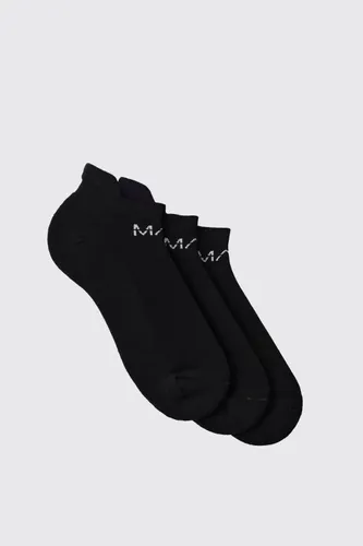 Mens Black Man Active 3 Pack Trainer Socks, Black