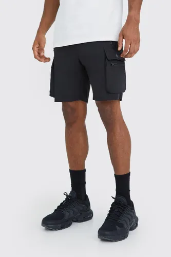 Mens Black Man Active Lightweight 5inch Cargo Shorts, Black