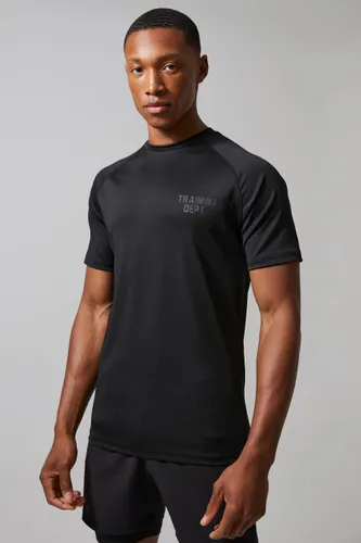 Mens Black Man Active Training Dept Muscle Fit T-shirt, Black