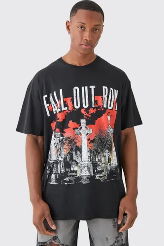 Mens Black Oversized Boxy Fall Out Boy Band License T-shirt, Black