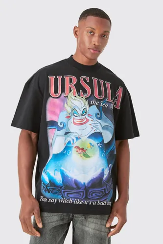 Mens Black Oversized Disney Ursula Large Scale License T-shirt, Black