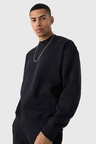 Mens Black Oversized Extended Neck Sweatshirt, Black