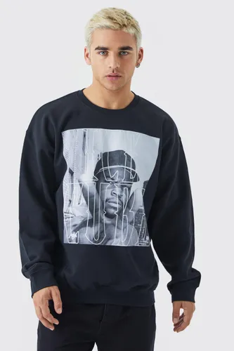 Mens Black Oversized Ice Cube License Sweatshirt, Black