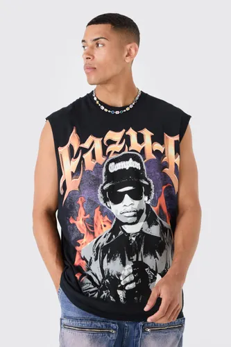 Mens Black Oversized Large Scale Eazy-E License vest, Black