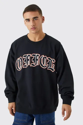Mens Black Oversized Ofcl Graphic Sweatshirt, Black