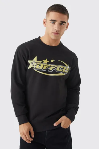 Mens Black Oversized Offcl Star Graphic Sweatshirt, Black