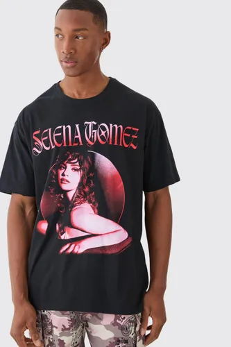 Mens Black Oversized Selena Gomez License T-shirt, Black