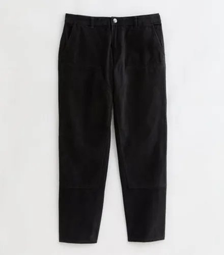 Men's Black Panelled Straight Fit Trousers New Look