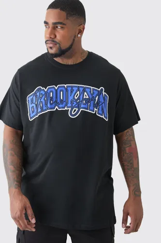 Mens Black Plus Brooklyn Print T-shirt, Black