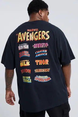 Mens Black Plus Marvel Avengers License T-shirt, Black