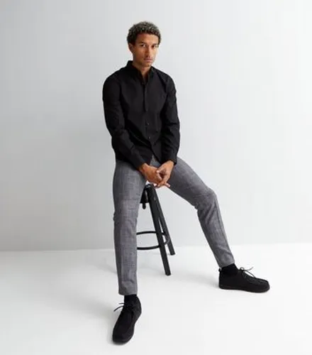 Men's Black Poplin Long Sleeve Shirt New Look