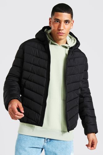 Mens Black Recycled Quilted Zip Through Jacket, Black