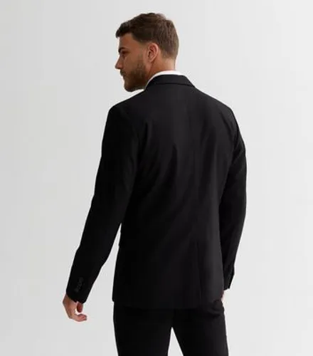 Men's Black Revere Collar Skinny Fit Suit Jacket New Look
