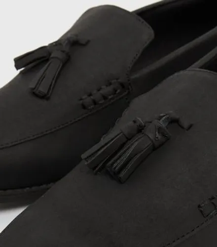 Men's Black Suedette Tassel Loafers New Look