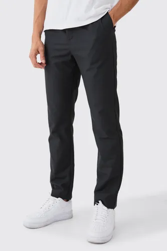 Mens Black Tailored Straight Fit Trousers, Black