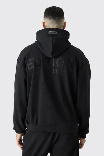 Mens Black Tall EDITION Oversized Heavyweight Ribbed Hoodie, Black