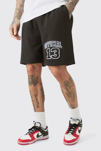 Mens Black Tall Oversized Fit Official Jersey Shorts, Black