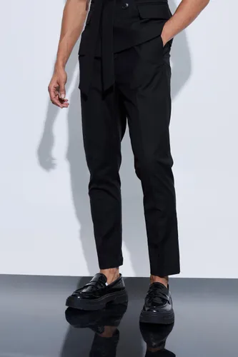 Mens Black Tapered Fit Suit Trousers, Black