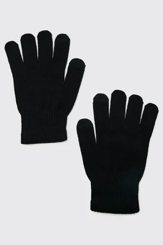 Mens Black Touch Screen Gloves, Black