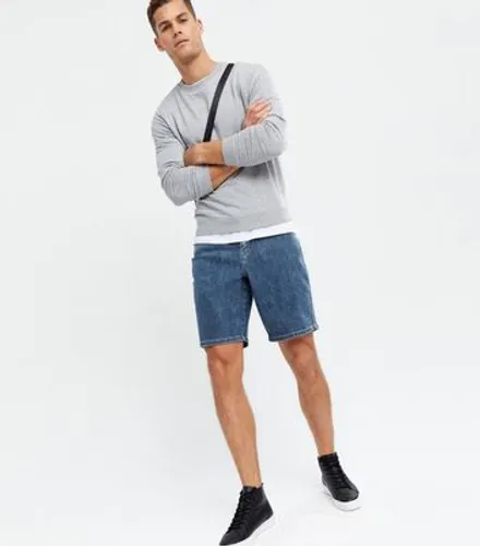 Men's Blue Denim Relaxed Fit Shorts New Look