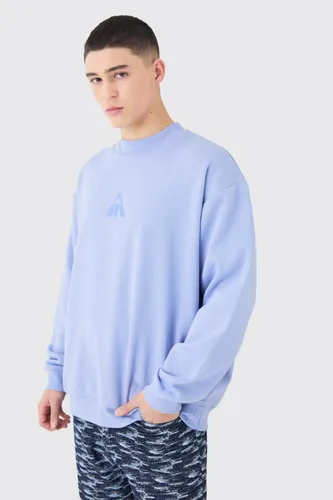 Mens Blue Man Oversized Extended Neck Sweatshirt, Blue