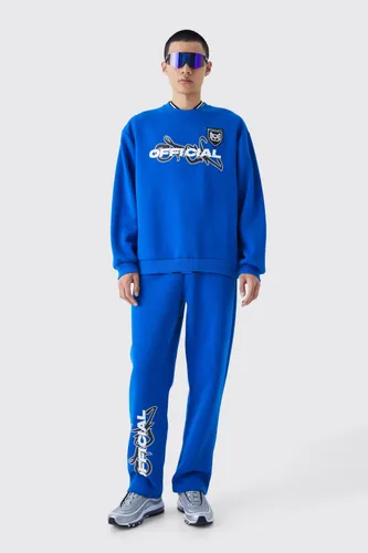 Mens Blue Official Oversized Sweat Tracksuit, Blue