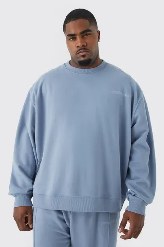 Mens Blue Plus Oversized Boxy Loopback Sweatshirt, Blue
