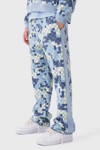 Mens Blue Relaxed Side Panel Camo Jogger, Blue